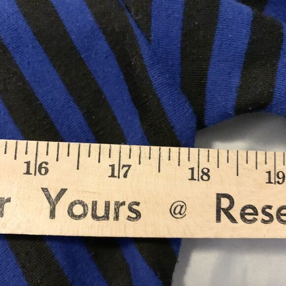 Ruby Rd Favorites Cobalt Blue & Black Striped Blouse Medium Preppy GrandmaCore - Picture 11 of 13